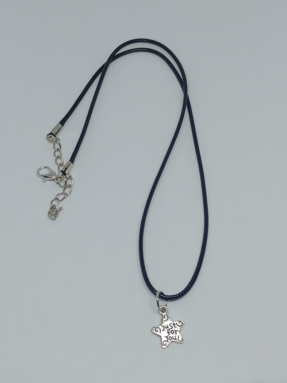 Star Charm Pendant Necklace in Black Cord